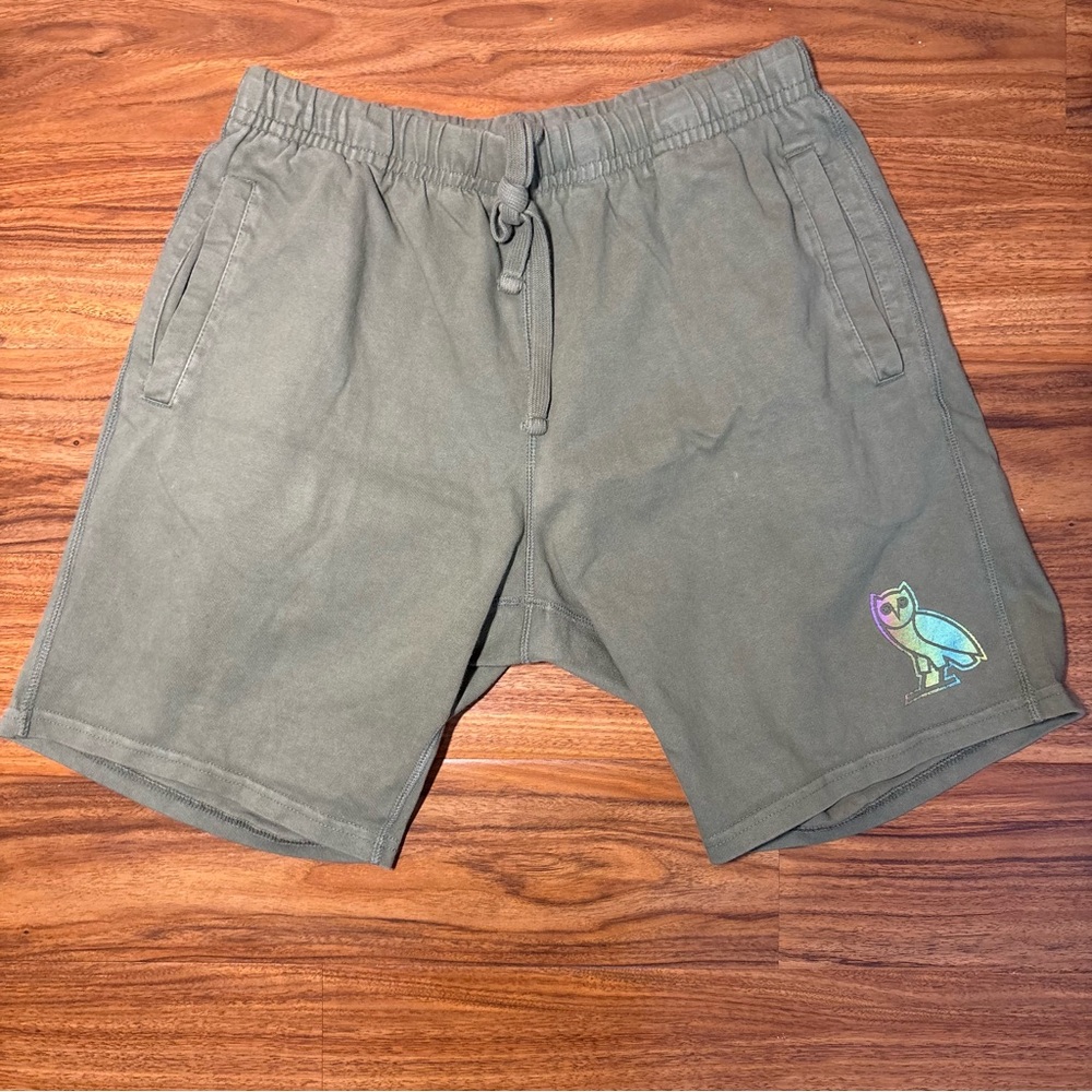 OVO Owl Logo Olive Green Sweat Shorts Size L